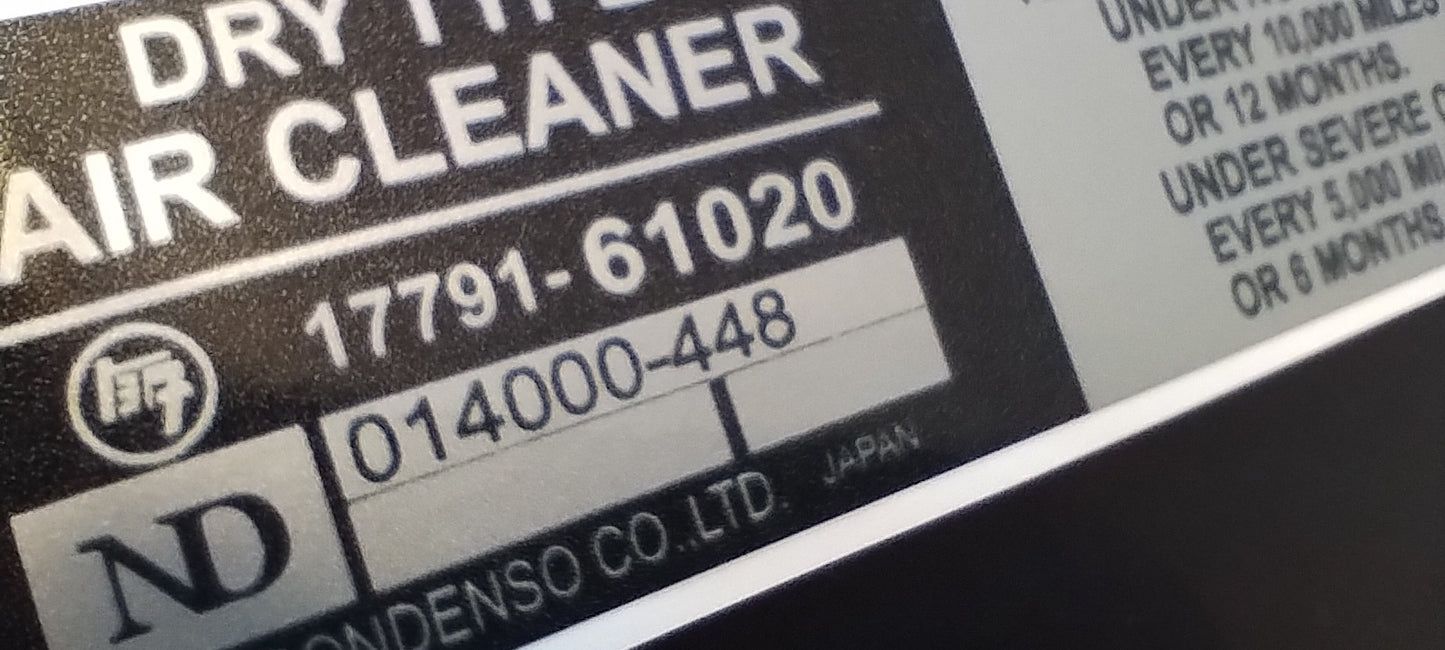 decal for Toyota air cleaner
