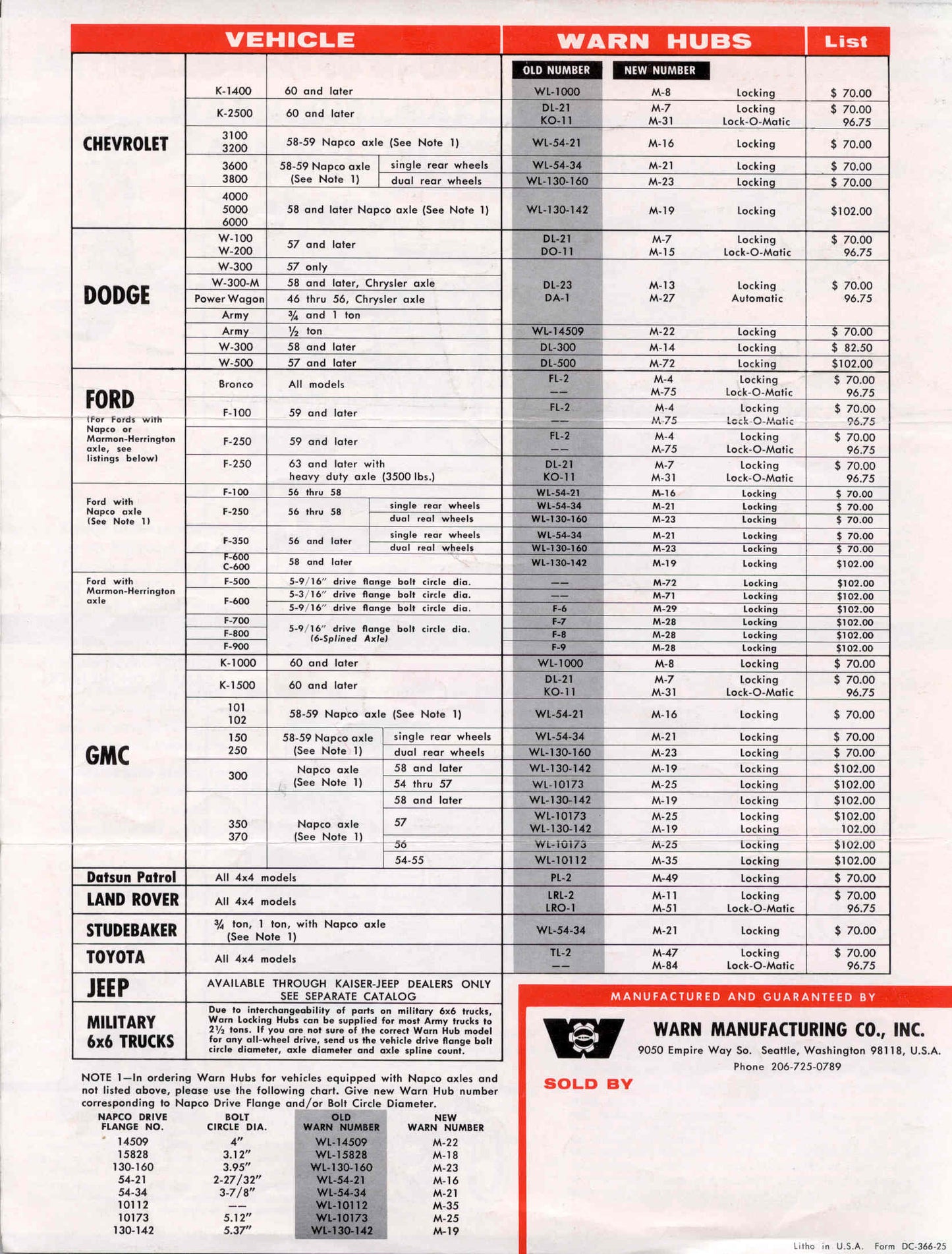 WARN SE206 4000 V-shaped dial selector seal rings for M series & premium series locking hubs