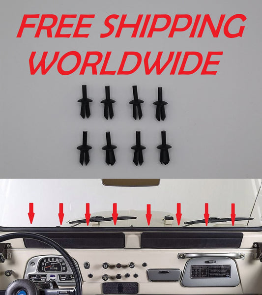 Set of 8 clips to fasten the defroster guide of a Toyota Landcruiser FJ40.