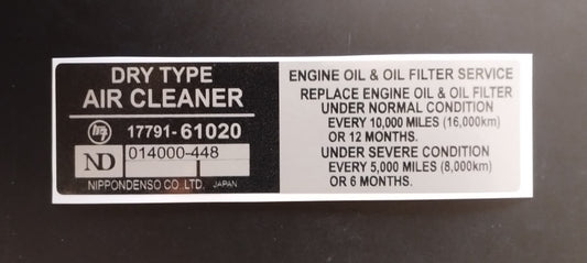 decal for Toyota air cleaner
