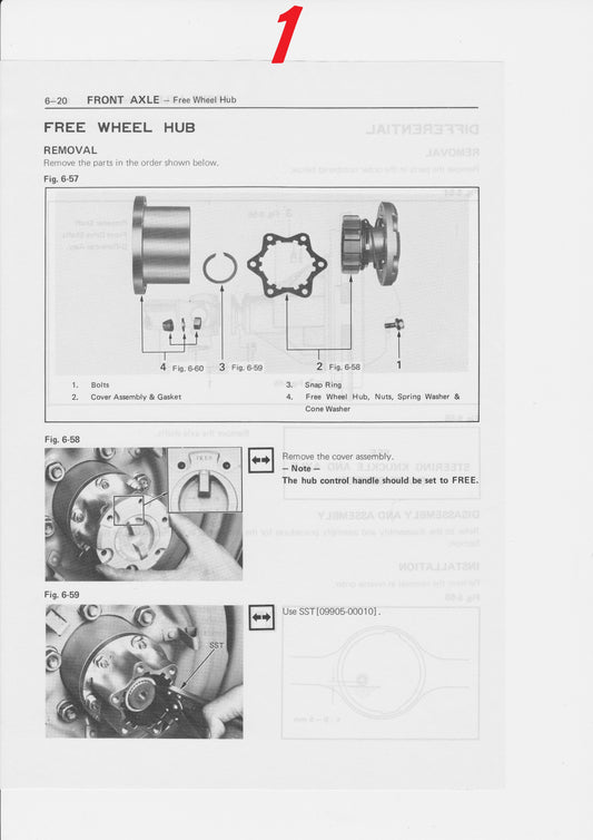 maintenance manual for Aisin locking hubs page 1.